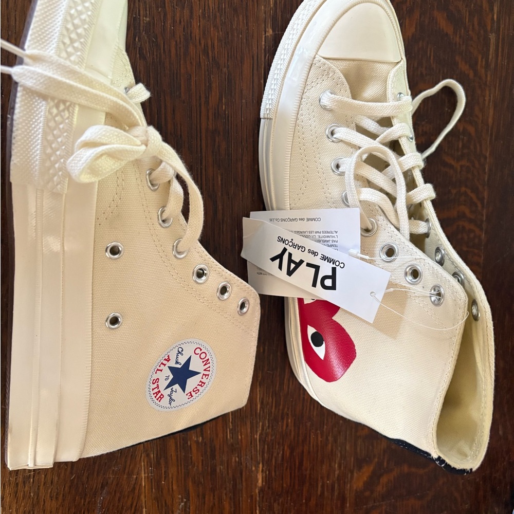 NWT Comme des Garcons PLAY Sneakers - Cream and Red